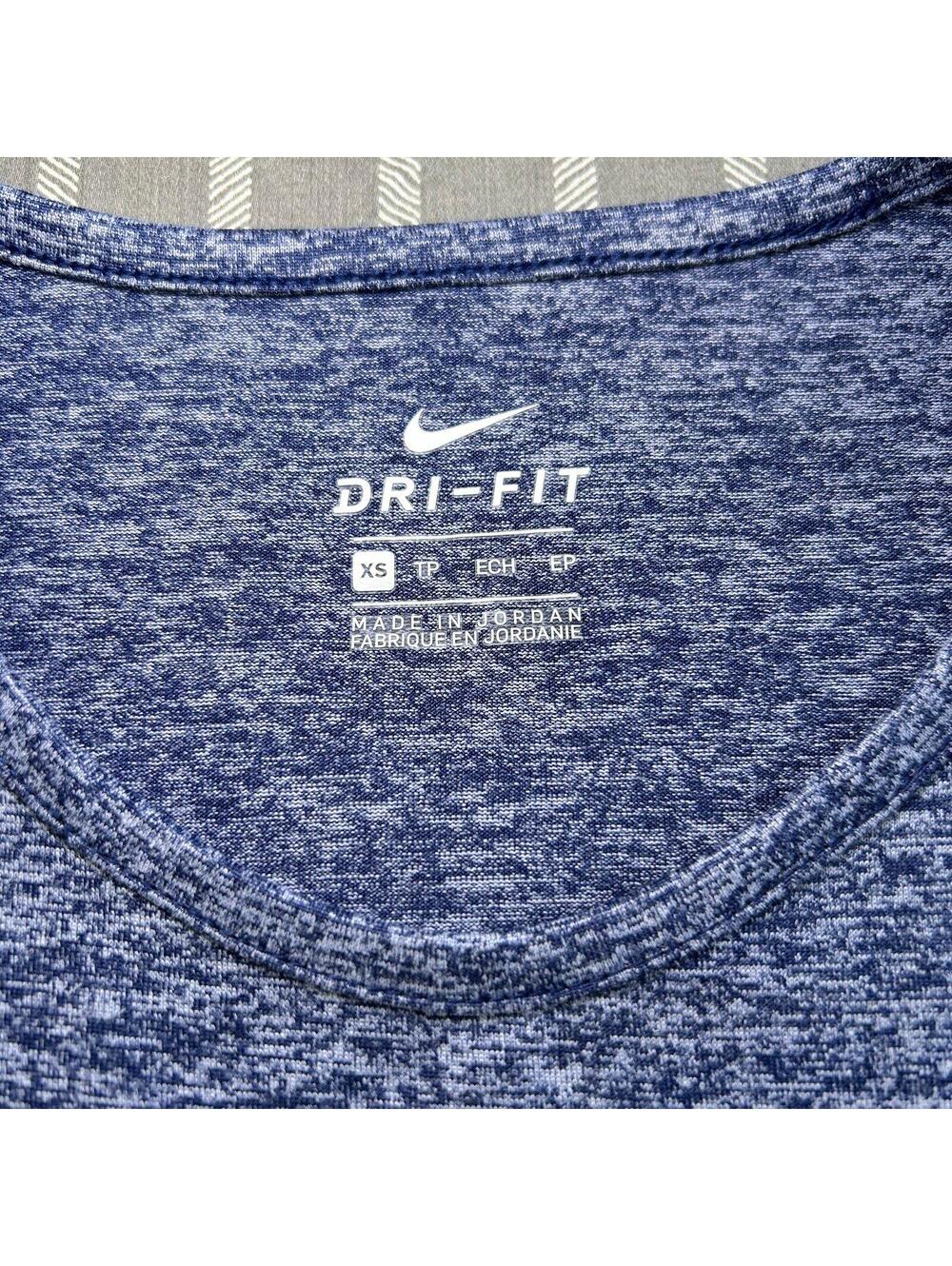 Nike Womens Tank Top Shirt XSmall Blue White Sleeveless Dri-Fit Stretch Swoosh - Picture 2 of 3